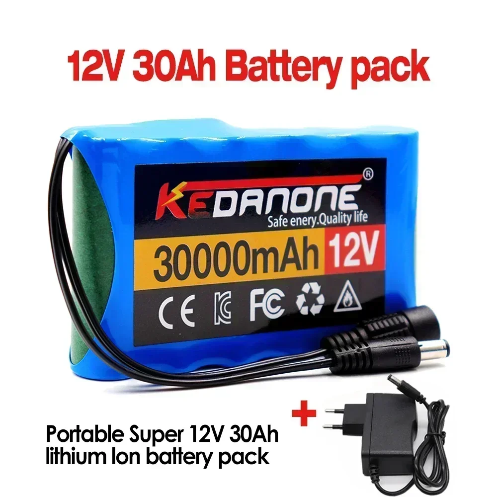 Original 18650 3S2P 12V 30000mah DC 12.6V 30Ah Rechargeable Li-Ion Battery CCTV Camera Monitor Replacement Battery Pack+ Charger