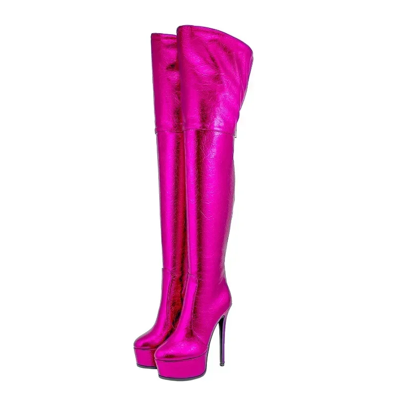 2024 Autumn/Winter New High Heels Thick Bottom Zipper Over Knee Boots for Women\'s Fashion Nightclub Pole Dance Boots