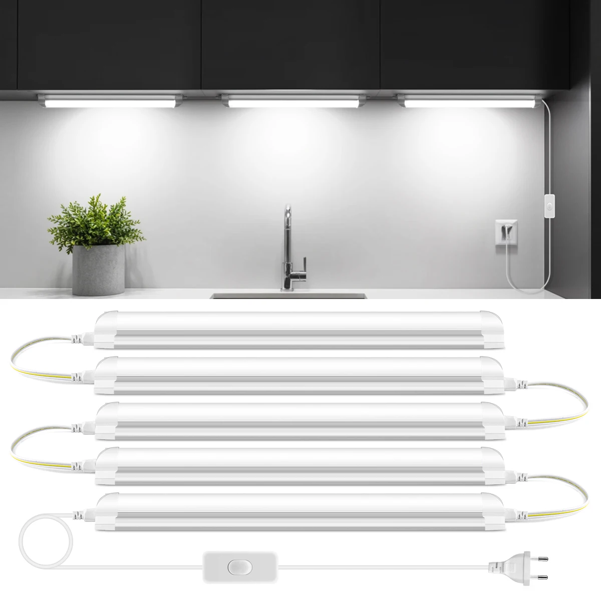 

Светодиодные фонари для кухни под шкафом Лампа AC85-265V 25W T8 супер яркая светодиодная трубка с выключателем 1,5 м для дома, спальни, внутренние лампы