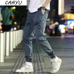 CAAYU-pantalones Cargo para hombre, ropa de calle japonesa, con múltiples bolsillos, a la moda, estilo Hip Hop, Casual, para correr, 2022