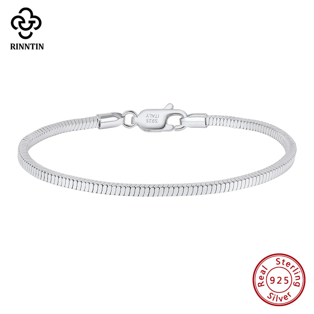 

Браслет-цепочка Rinntin из стерлингового серебра 925 пробы с позолотой 18K, 2 мм, в виде змеиной кости, для женщин, классическая цепочка на руку, ювелирное украшение для вечеринок SB221