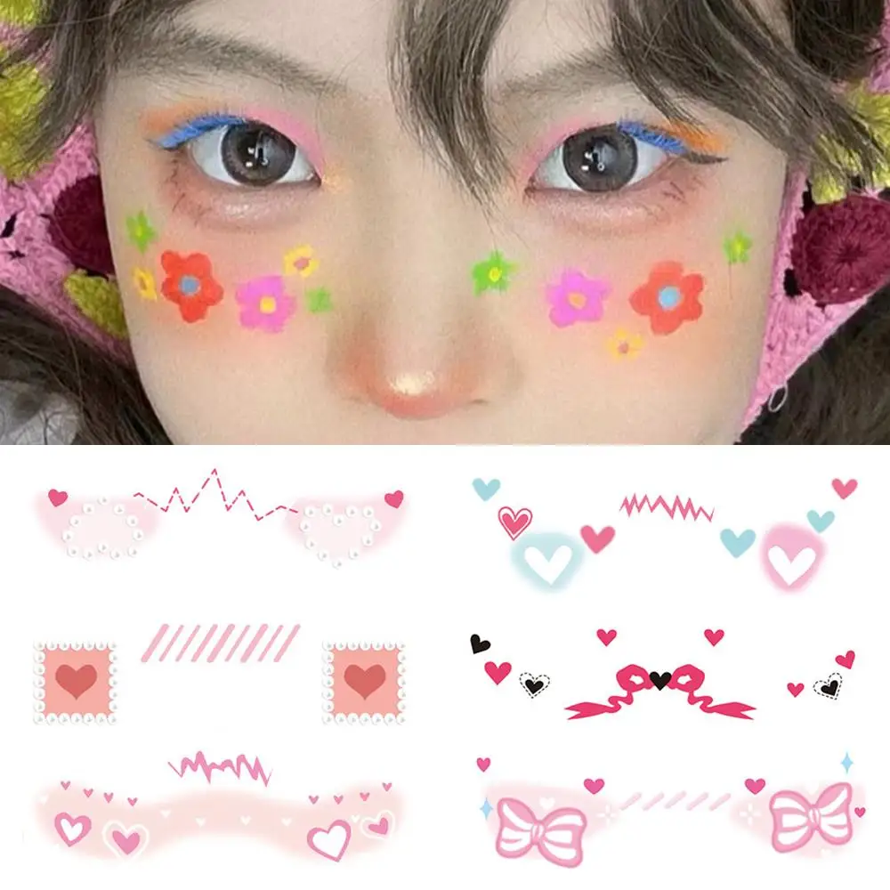 Girls Sweet Cute Self Adhesive Face Sticker Valentine's Day Sticker Powder Blusher Sticker Love Star Set Face Art Makeup Sticker