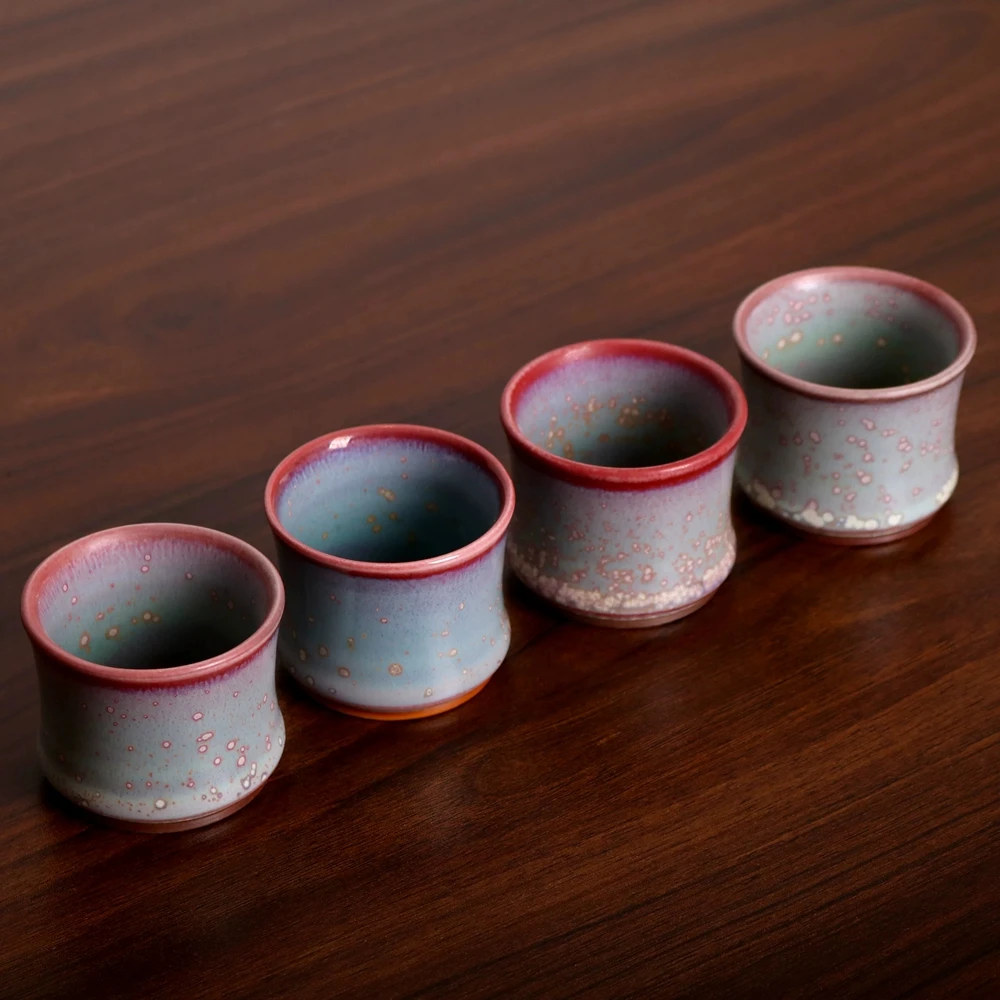 Jun Porcelain Tea Cup Personal Use Single Cup Guest Use Cup Tea Tasting Cup Kiln Transformation Crystalline Small Size