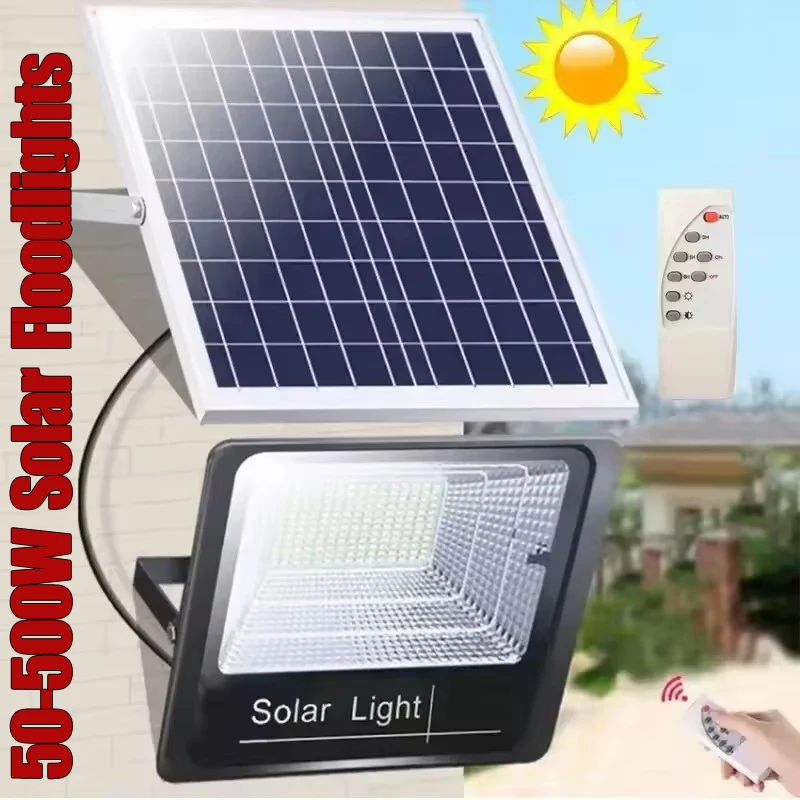 2026 Solar Flood Lights 50-500W LED Solar Powered Spotlight Outdoor Waterproof Reflector Solar with Remote Control HOT SELLING