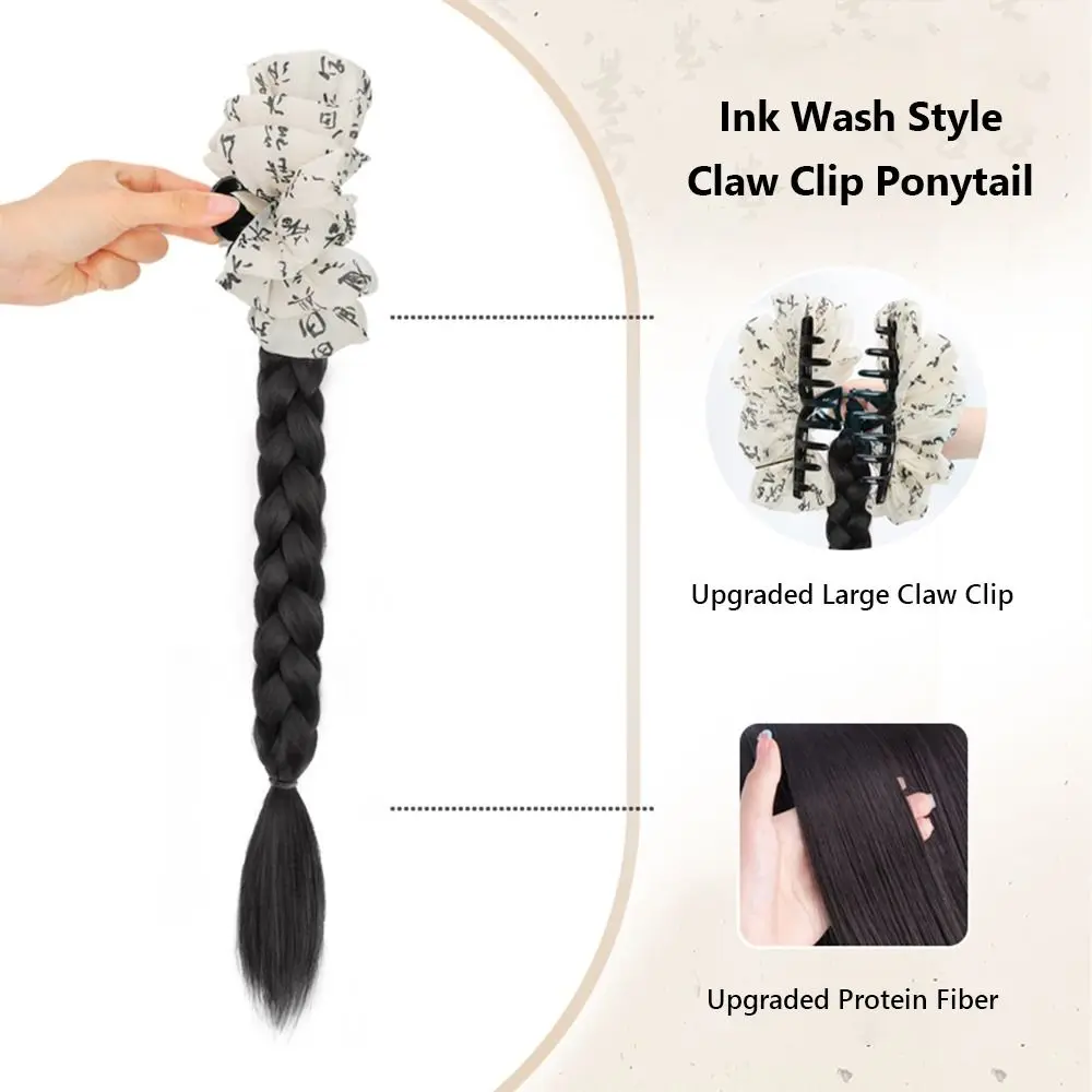 مع مخلب كليب ذيل حصان جديلة شعر مستعار الحبر نمط جديد مخلب شعر صيني قطعة واحدة التقليدية Hanfu و شيونغسام إكسسوارات الشعر