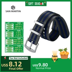 San Martin Watch Strap Nylon Band 20mm 22mm Universal Sports Woven Paratrooper Watchband Pilot Military NL08