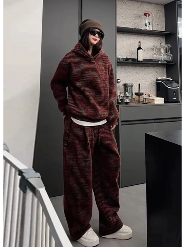 

Комплект из толстовки и брюк для мужчин, модный осенне-зимний комплект из двух предметов, крутой хаоме, на подкладке, тяжелая вес...