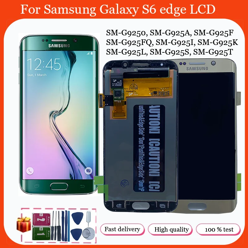 Super AMOLED For SAMSUNG Galaxy S6 edge LCD Display Touch Screen Digitizer G925A G925F G925K Touch Screen Repair Parts with Fram