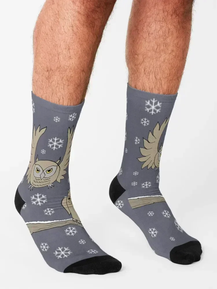 whimsical owls in snow Socks designer brand Climbing Stockings sport Men Socks Luxury Brand Women's