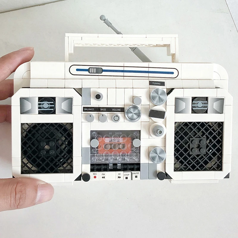 Toy for Children 3D Model DIY Mini Blocks Bricks Building  Antenna Radio Tape Player Music Recorder Machine