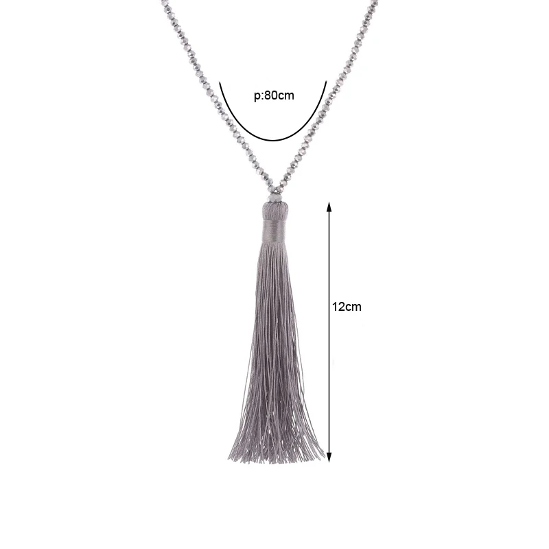 Fashion Bohemian Long Tassel Pendant Necklace For Women Fashion Brand Jewelry Fringe Crystal Beads Collier Femme Necklace Bijoux