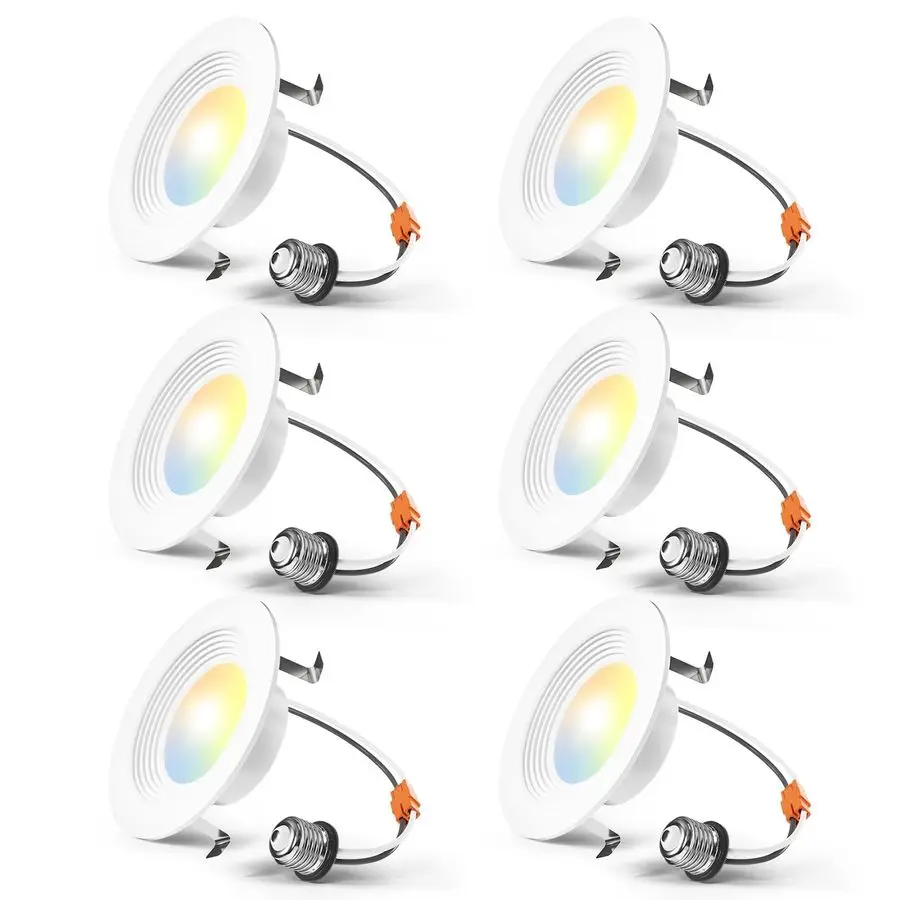 

Светодиодные встраиваемые светильники 4 дюйма, 5CCT, 6 шт. в упаковке, диммируемые, с защитой от влаги (IP), 8.5-60 Вт, 650 лм, с рассеивателем, 2700K 3000K 4000K 5000K