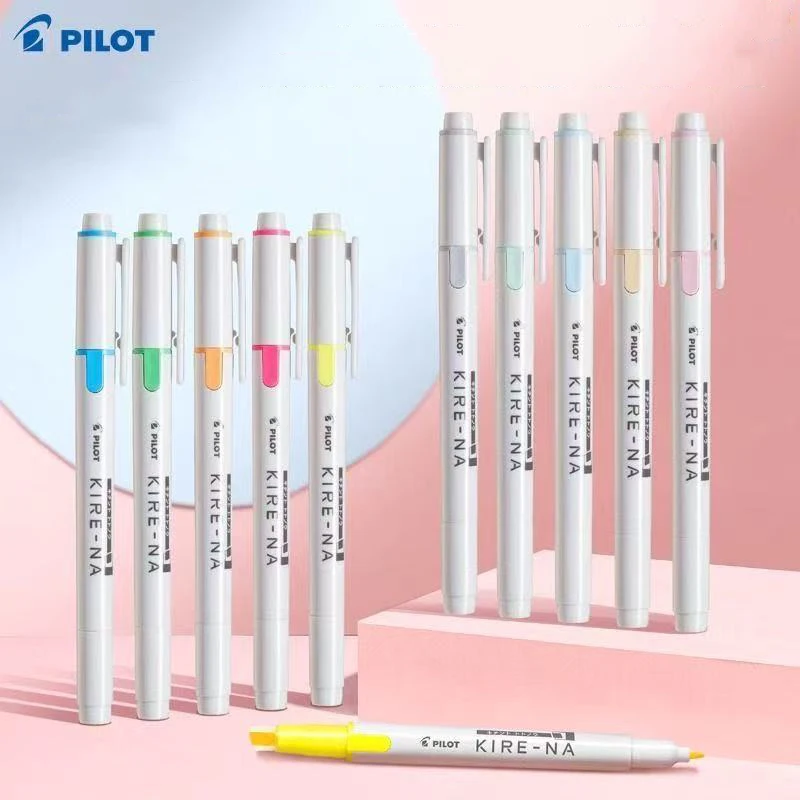 Pilot Highlighter KIRE-NA Dual-Track Soft Tip Fluorescent Double-ended Marker Pen Quick Drying Student Draw Accent Marker