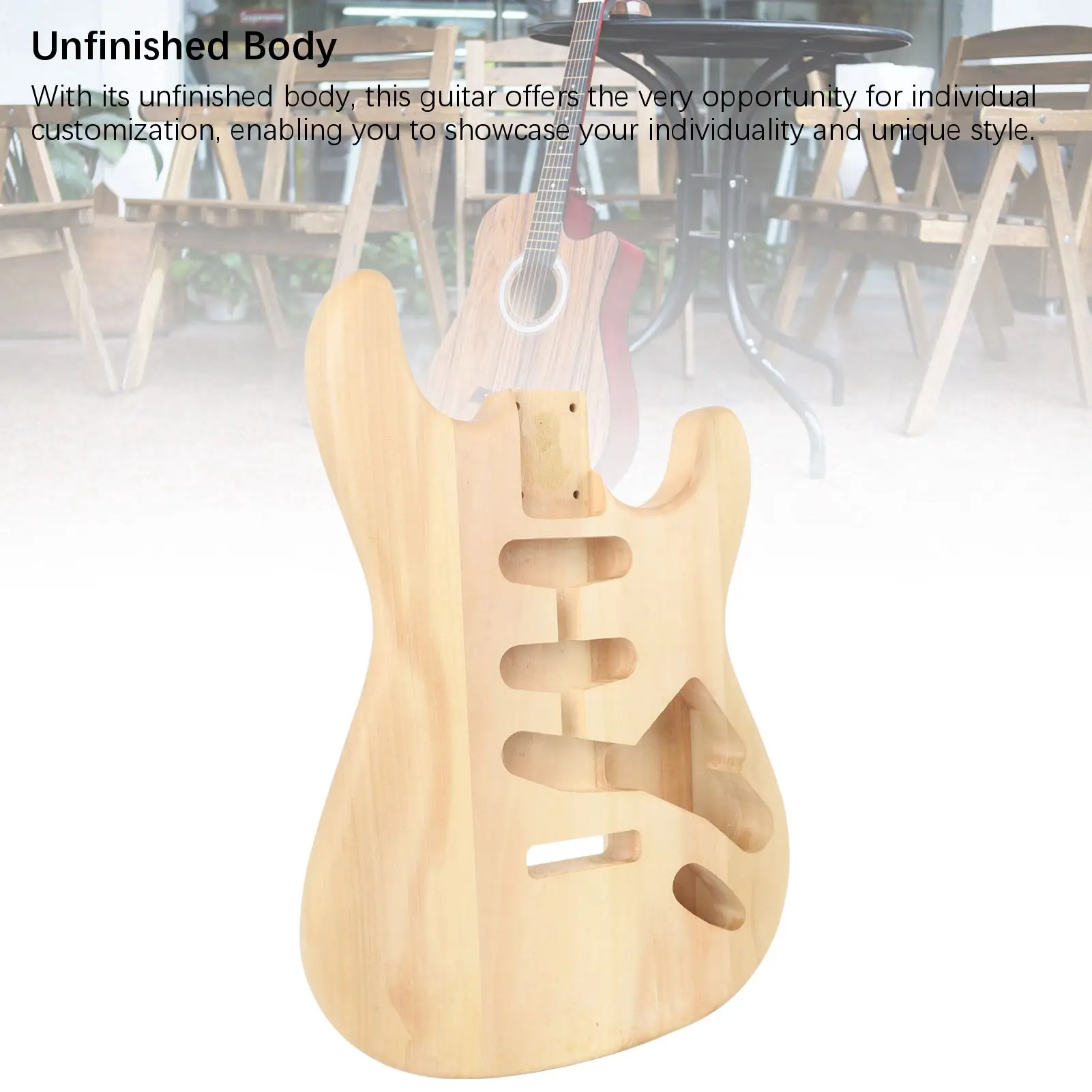 Unfinished Electric Guitar Body - Walnut Wood Blank with Triple Single Pickup Holes, High-Quality Replacement for Guitar DIY