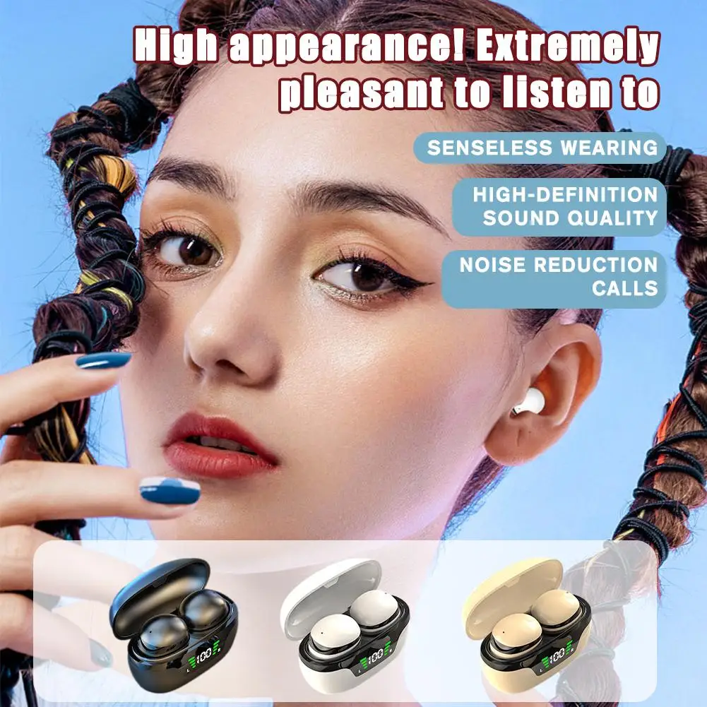 

Wireless Bluetooth Earphones 5.3 Mini Invisible Wireless Bluetooth Earphones For Sleep In Ear Running Noise Reduction Earph I5P6