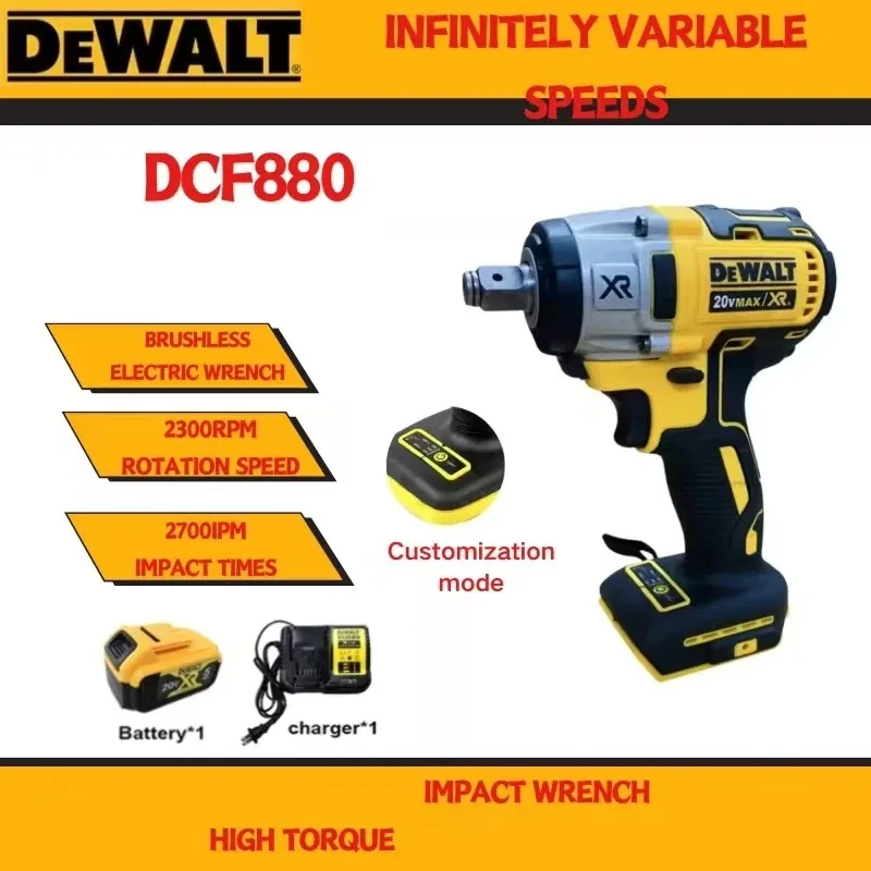 

DEWALT 20V DCF880 Compact Electric Impact Wrench 203N.M 1/2Inch Cordless Lithium Rechargeable 2300RPM Auto Repair Power Tools