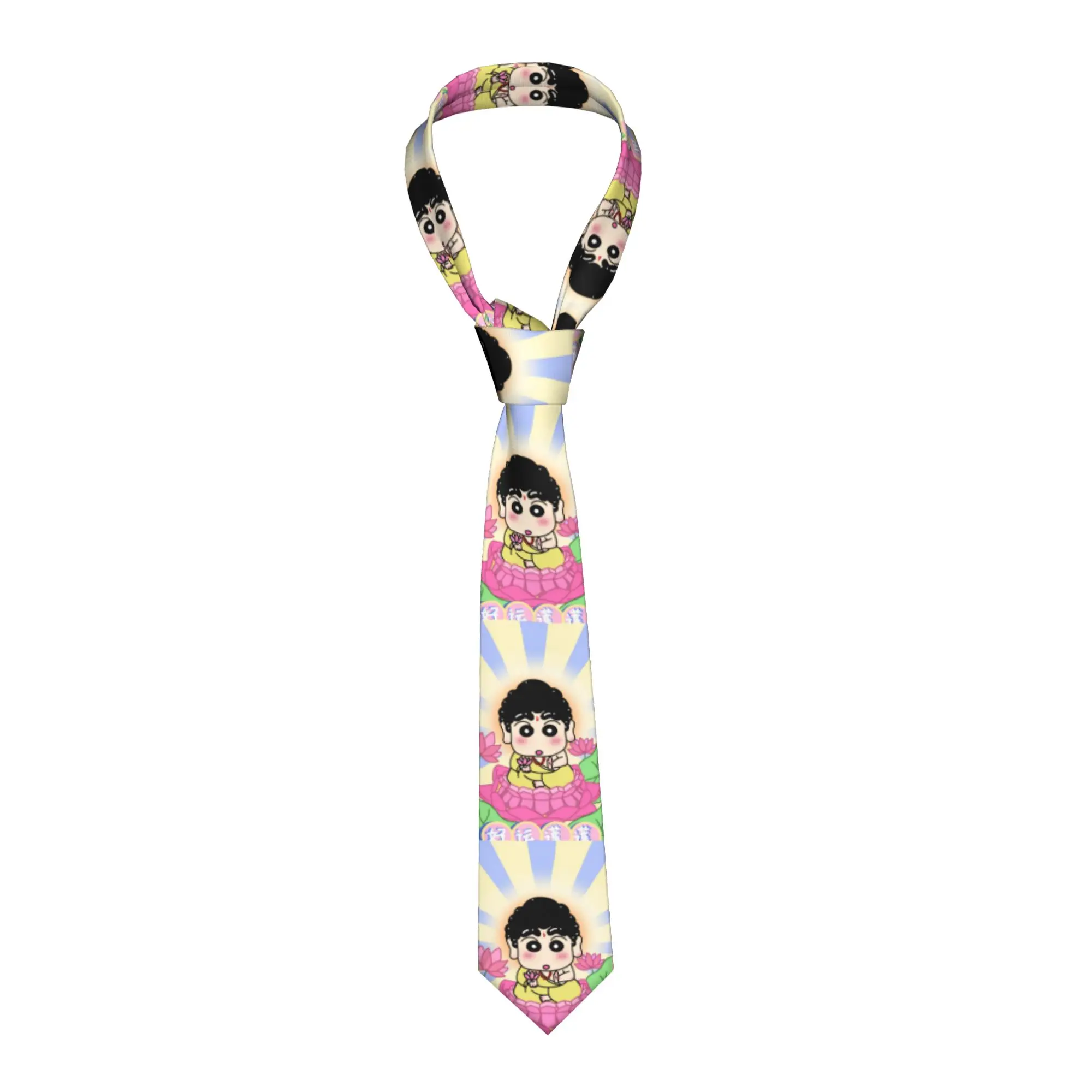Shinchans Buddhism Zen Lotus Neckties Men Women Slim 8 cm Wide Neck Tie Funny for Mens Suits Accessories Gravatas Wedding Office