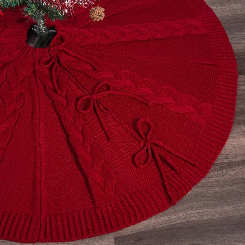 

Round Christmas Tree Skirt Decorative Mat Elegant Knitted Festives Tree Base Cover Stylish Holidays Decoration for Drop Ship