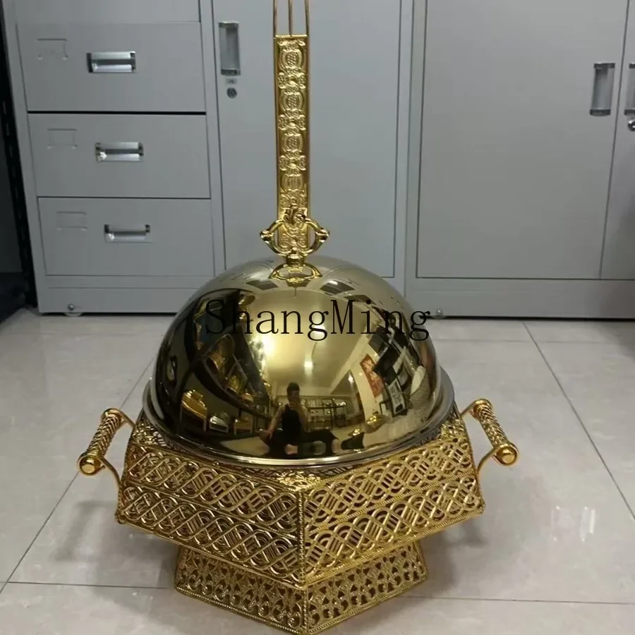 

CL stainless steel water transfer hanging lid black gold alcohol stove round buffet stove