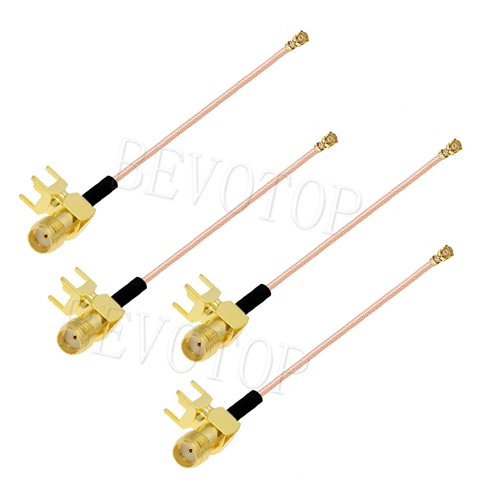 10PCS RG178 RP-SMA/SMA Female 4-Pin PCB Mount to u.FL IPX-1 Female RG-178 Pigtail WIFI Antenna Extension Cable Jumper