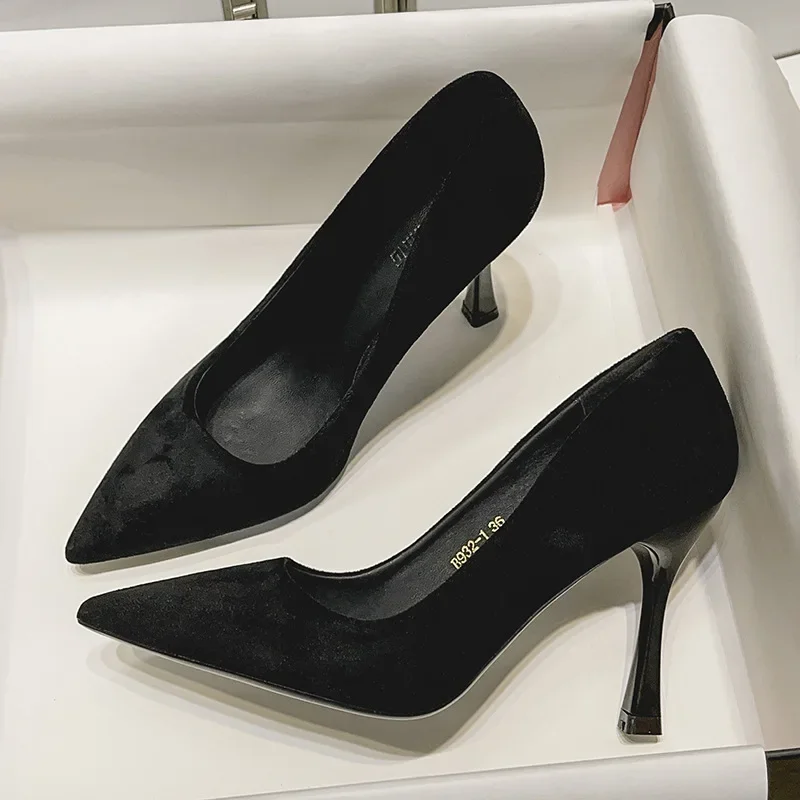 5cm/7cm/9cm High Heels 2025 New Black Stiletto Concise Office Pumps Female Fashion Pointed Toe Wedding Shoes Bombas De Mujeres