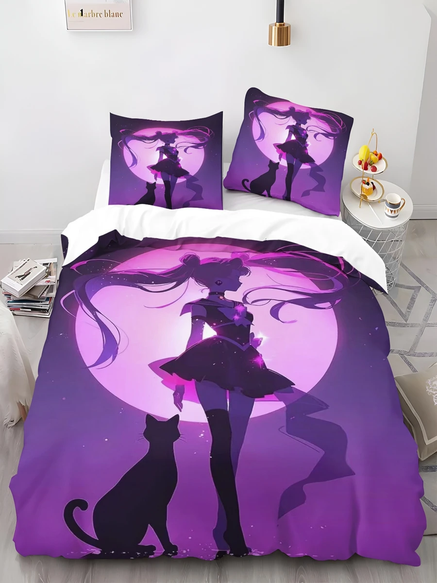 

Beautiful Girl Moon Duvet Cover King Size Cute Teenager Bedding Cartoon Quilt Children Room Decor Home Anime For Gift Kid