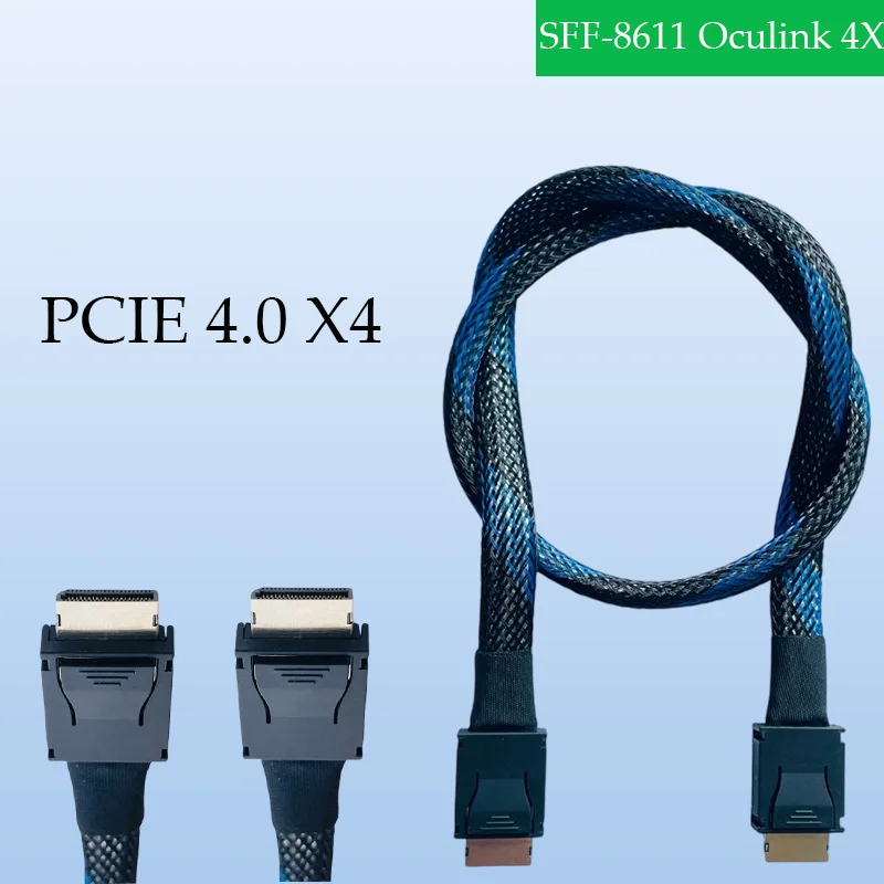 Custom OCuLink 4X Cable ADT Link PCIE4.0 SFF8611 to SFF 8611 Silver Plated for GPU SSD Computer Accessory Gift