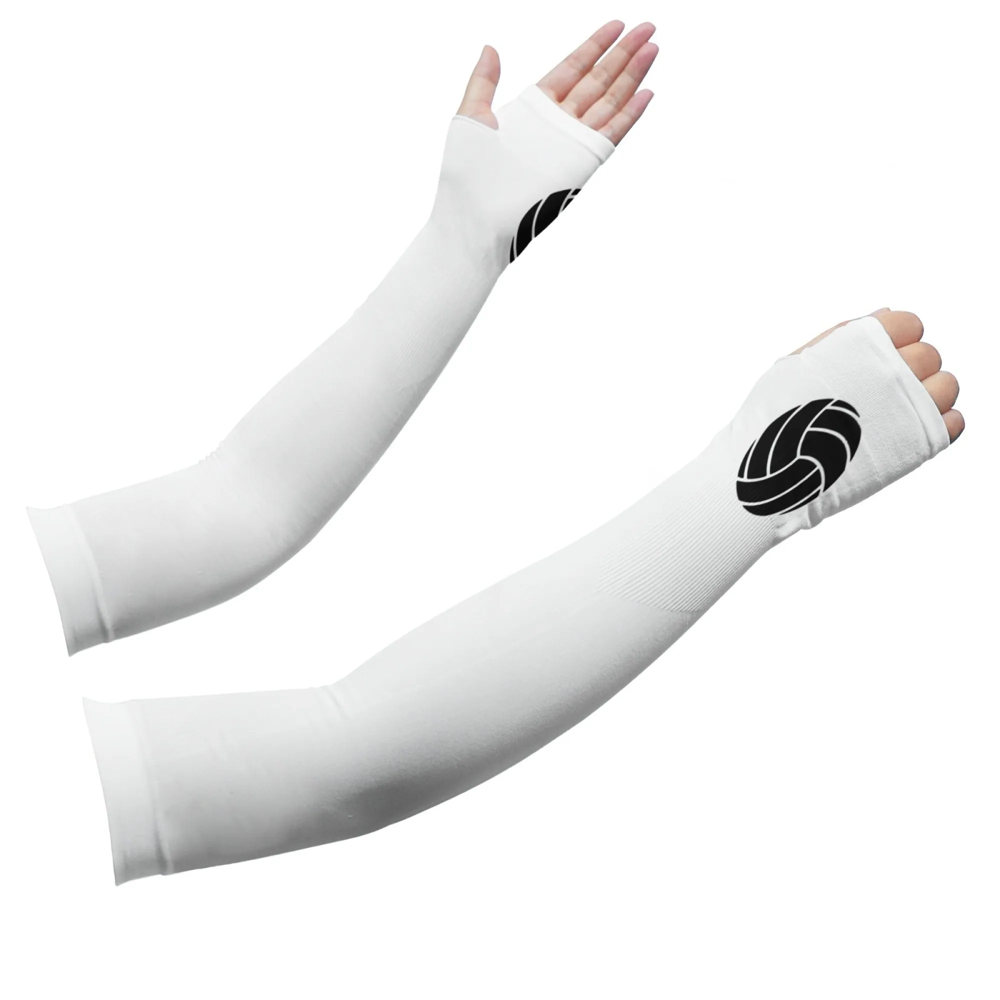 Black Volleyball Print Arm Sleeves Breathable and Lightweight Arm Sleeves for Outdoor Vacations Beach Ball Games Protection