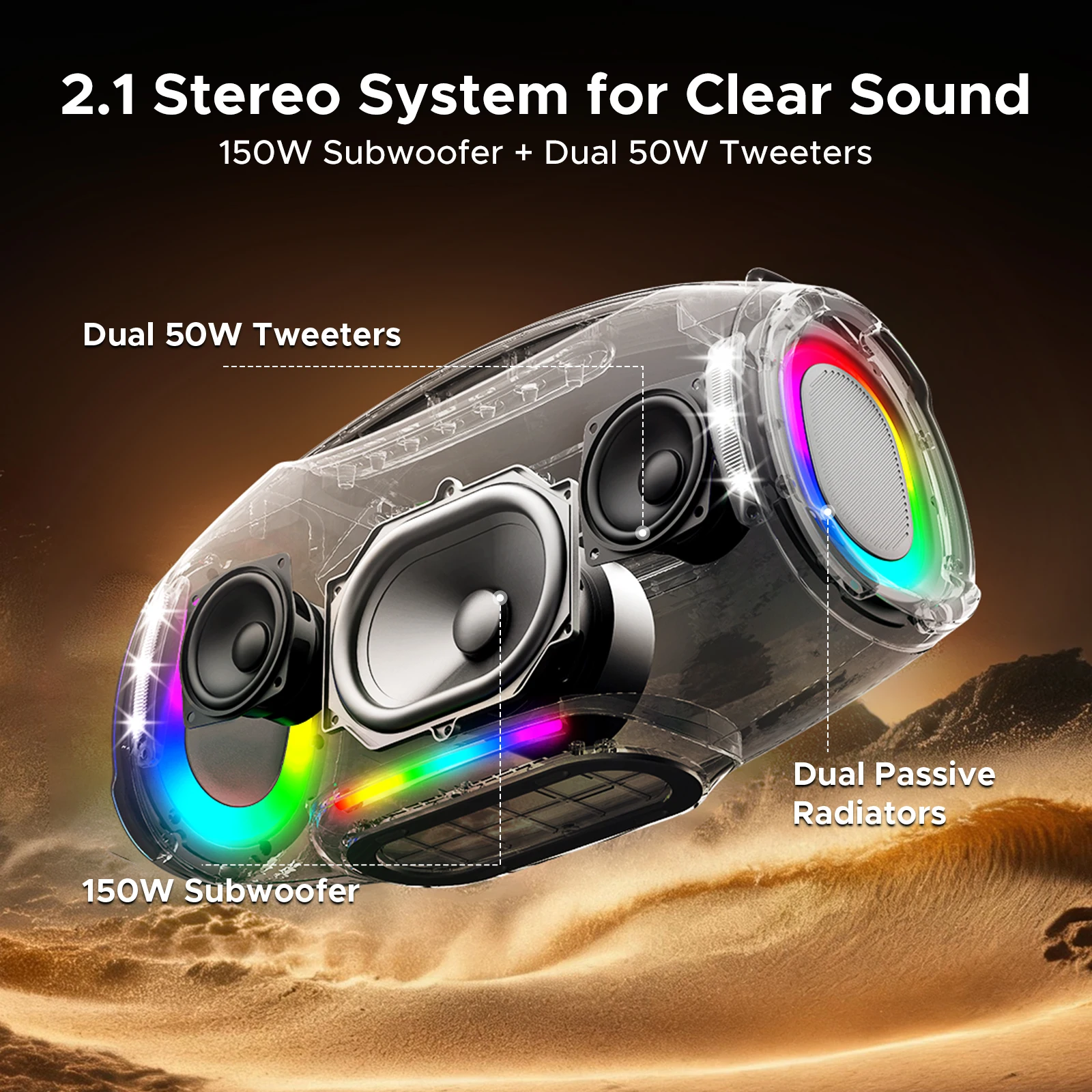 DOOGEE Wild Boom Pro Wireless Speaker Outdoor Portable Subwoofer