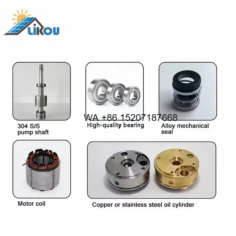 Wmwmnu for LiKou 1500W 304 Stainless Steel Solar Powered High Pressure 130M Powerful Submersible Irrigation Pump for Farm
