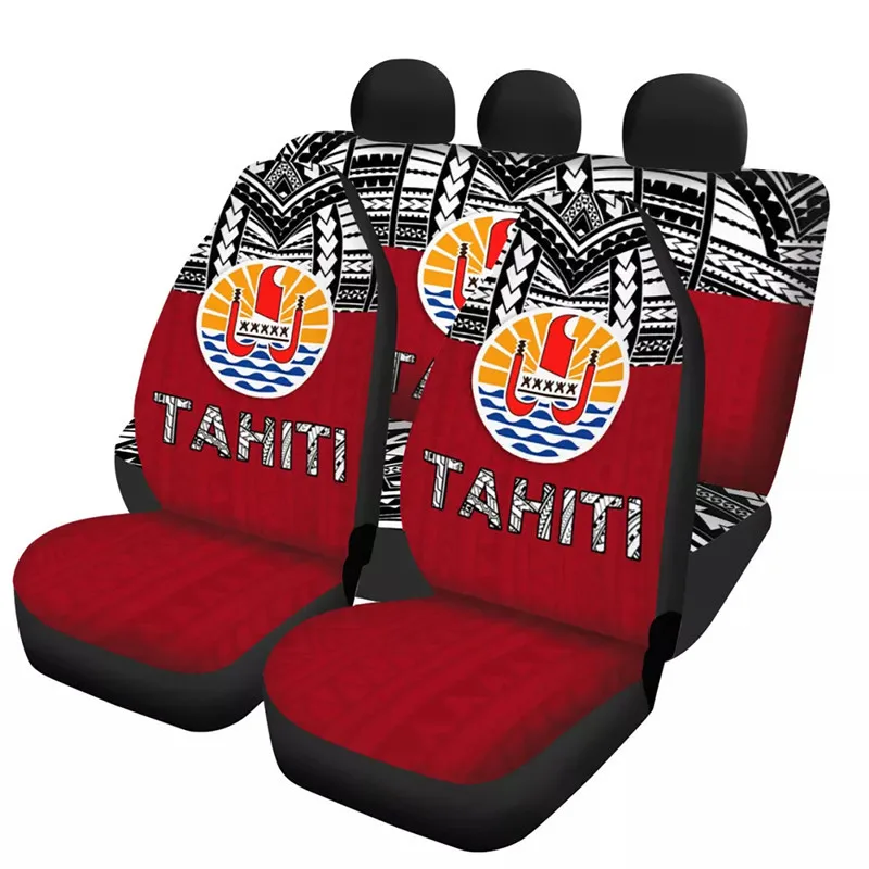 

Drapo Ayiti Print Black Front Rear Car Seat Covers Tahiti Flag Polynesian Universal Size Fit Stretch Seat Protector Dropshipping