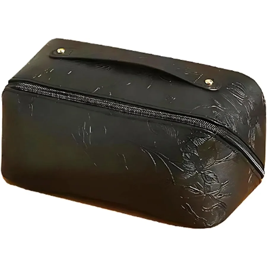 

Wholesale Embossed flower pattern leather bag makeup cosmetic bag