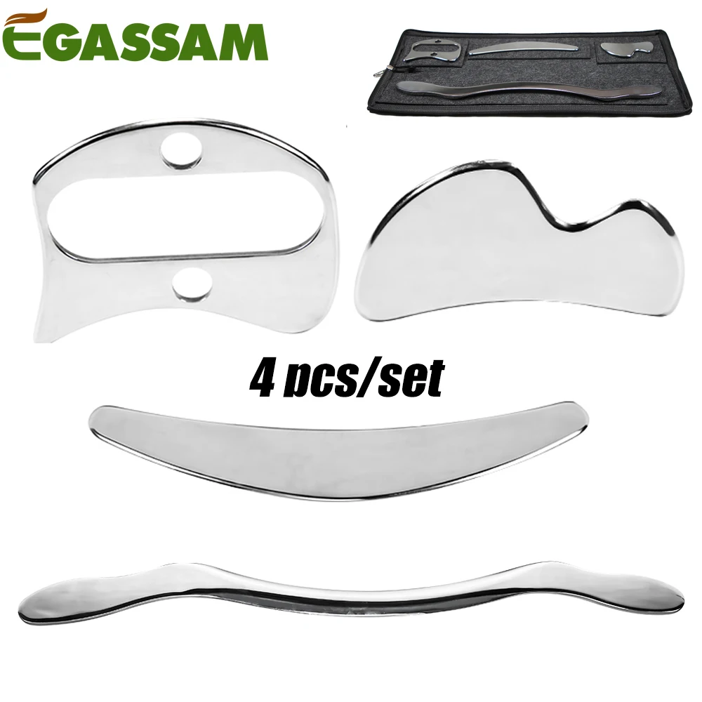 

4Pcs Stainless Steel Gua Sha Scraping Massage Tool Set IASTM Tool Set Great Soft Tissue Mobilization Tool Physical Therapy