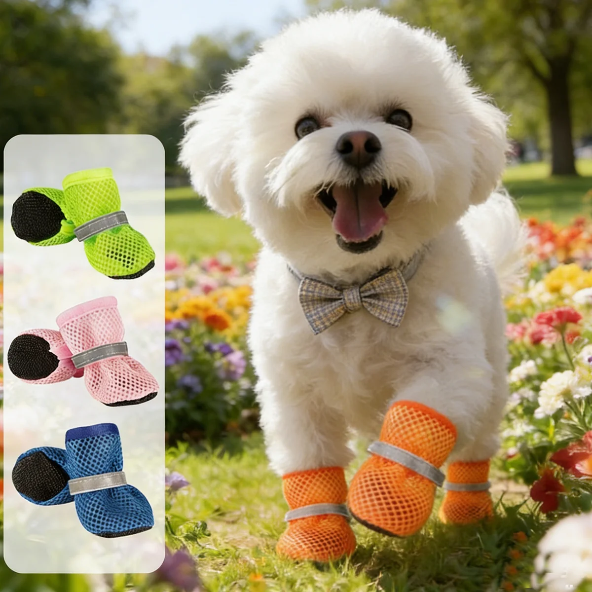 

Pet Breathable Shoes Lightweight Breathable Mesh Dog Boots Anti-slip Soles Protecting Paws, Suitable Small To Medium-sized Pet.