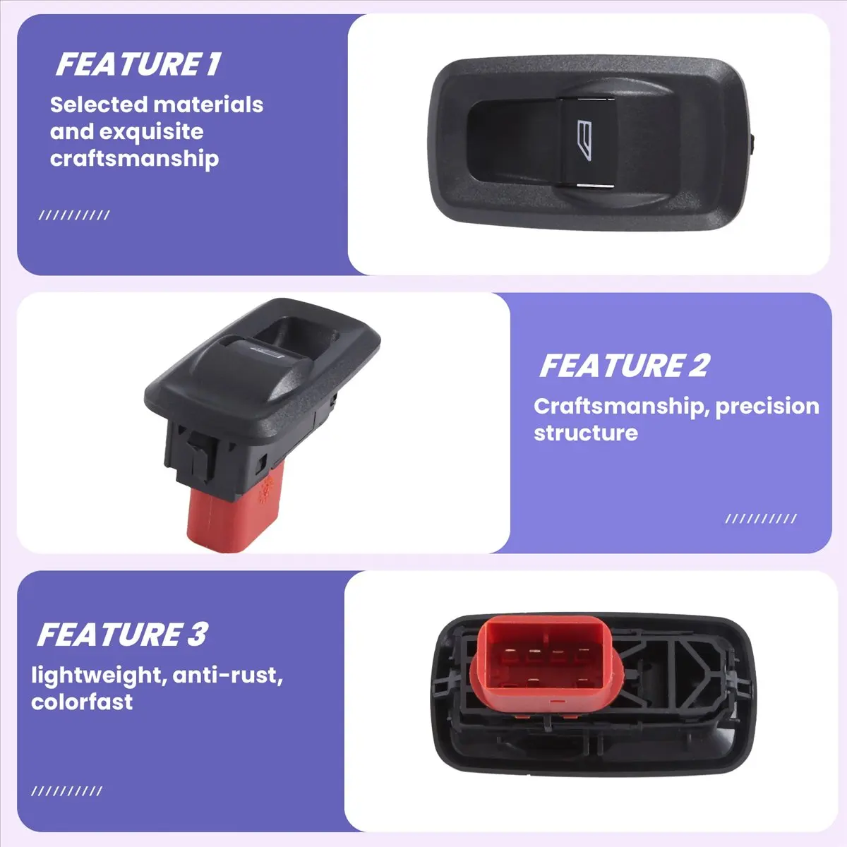 #95X Power Window Control Switch for Ford Fiesta VI 1.25 1.4 1.6 2008-2013,fiesta accessories,(black)