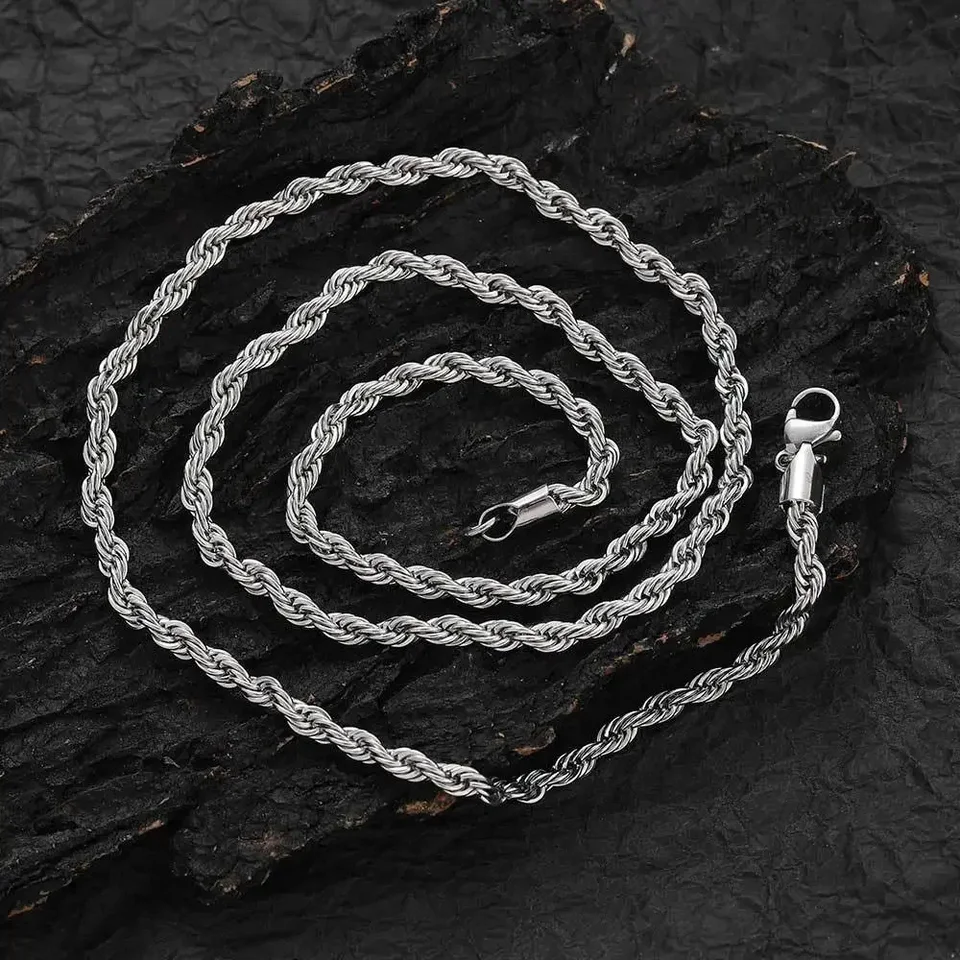 ALIZERO 925 Sterling Silver 2/3/4MM Twisted Rope Chain Necklace