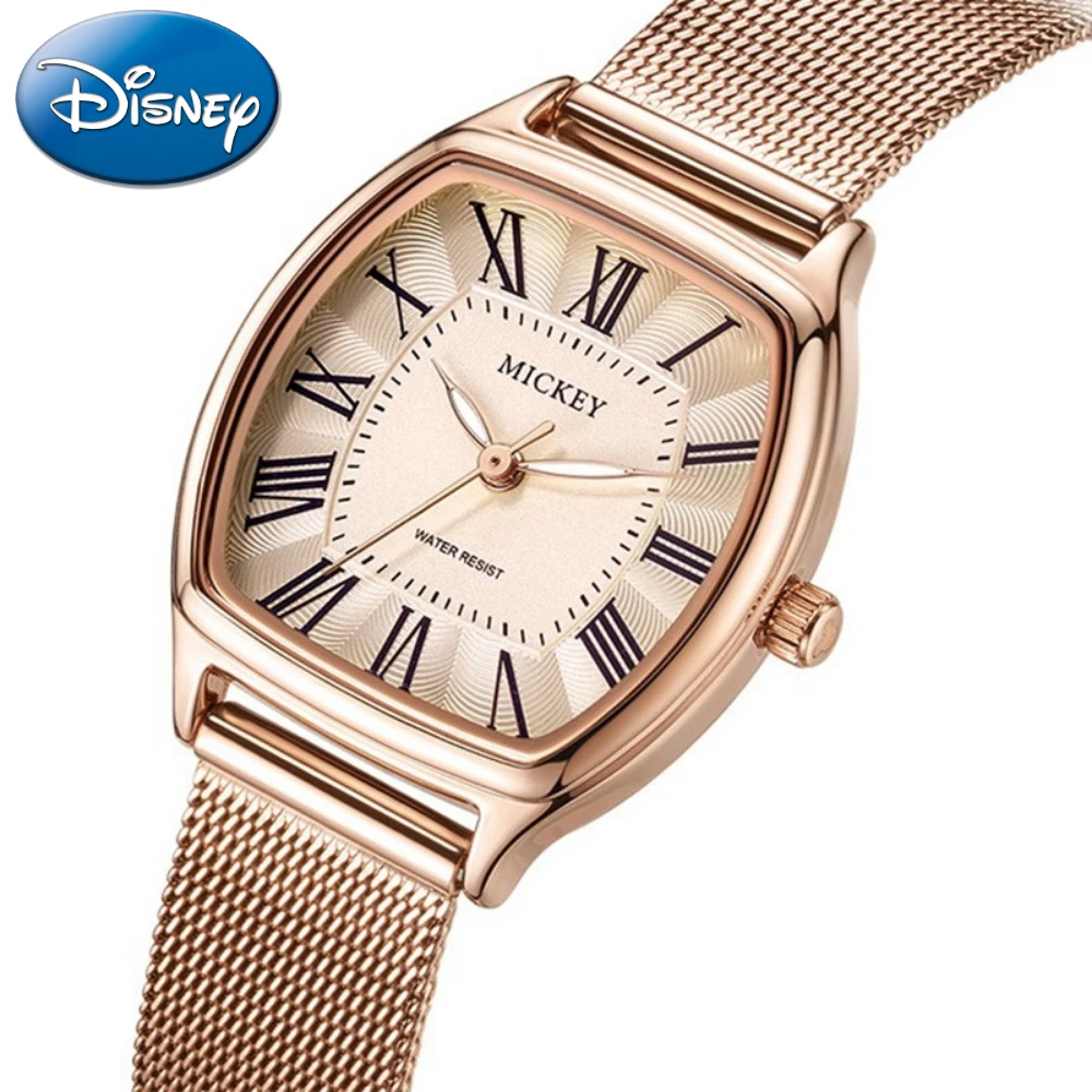 

Disney Gift Mickey Mouse Quartz Watch Rose Gold Stainless Steel Band Clock Youth Girl Hour Junior Time Relogio Feminino