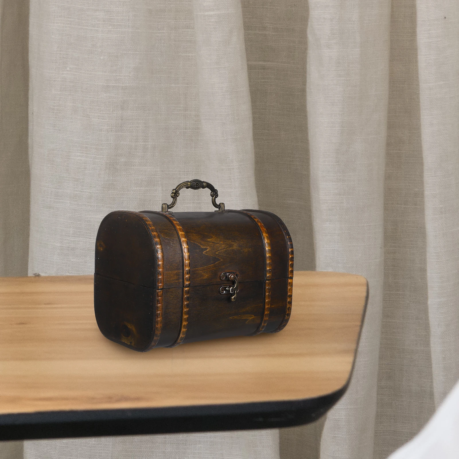 

Wooden Jewelry Box Vintage Small Suitcase Storage Case For Women Ring Earring Necklace Organizer Trinket Box Keepsake