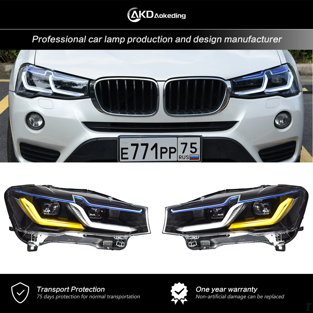 

AKD Front Lights for BMW X3 F25 LED Headlight Projector Lens 2010-2016 X4 F26 Head Lamp Front DRL Signal Auto Accessories 2PCS