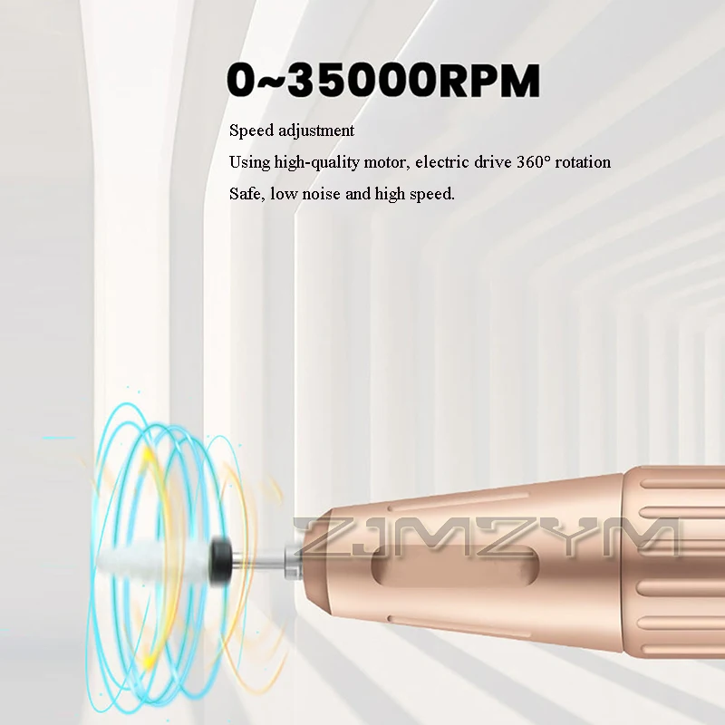 Broca elétrica para unhas, 35000 rpm, máquina de polimento de unhas para remoção eficaz de gel e ferramenta de remoção de cuidados com cutícula, salão de beleza, manicure doméstica