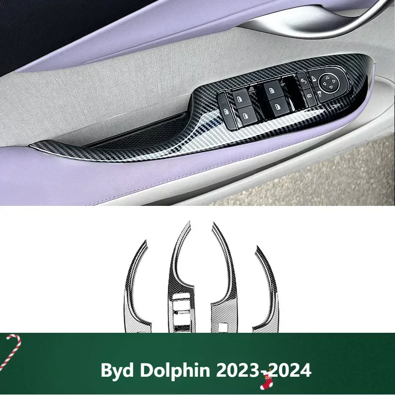 

Car Window Control Panel Button Decor Sticker 4Pcs Door Switch Trim Frame Cover Car Interior Sticker For Byd Dolphin 2023-2024