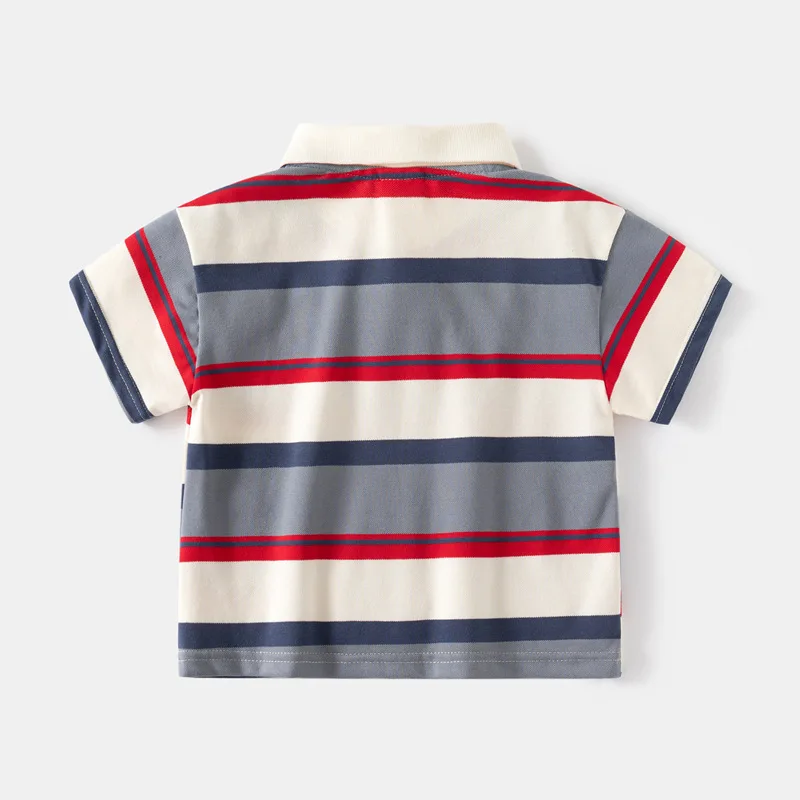 Children\'s Clothing T-Shirt Summer 100% Cotton Lapel Collar Kids Clothes Cartoon Tops Short Sleeve Clothes Boys Girls Trendy