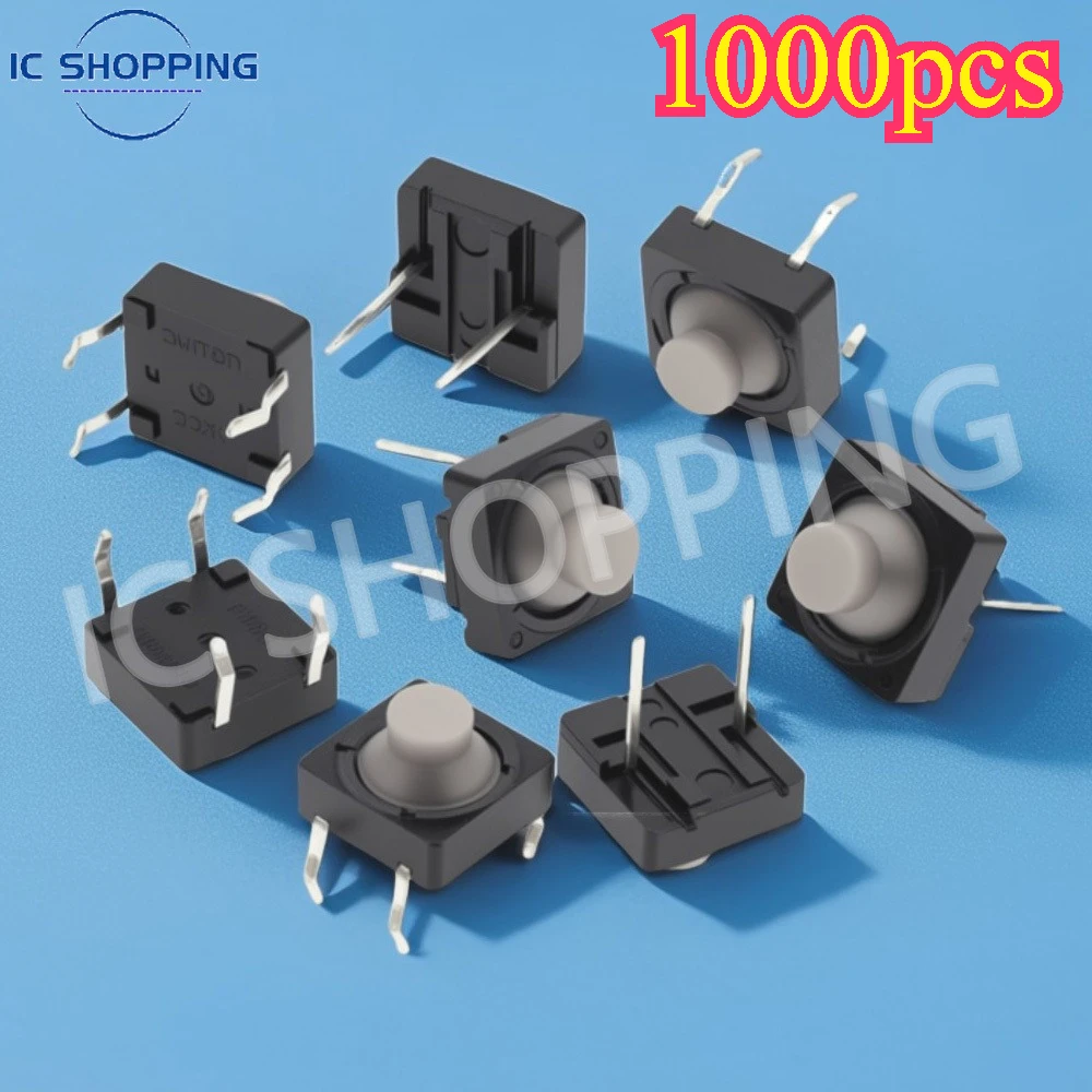 1000 Uds TSF003 TSF004 interruptores táctiles de alimentación con microllave de silicona silenciosa 8x8x5mm 2 pines 4 pines