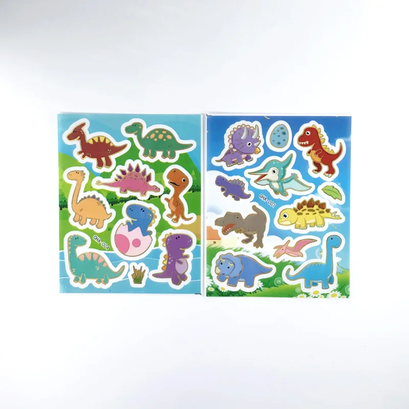 8 Sheets/Set Transparent Self-adhesive Cartoon Dinosaur Stickers Hot Stamping Process PVC Sticker for Children's Gift