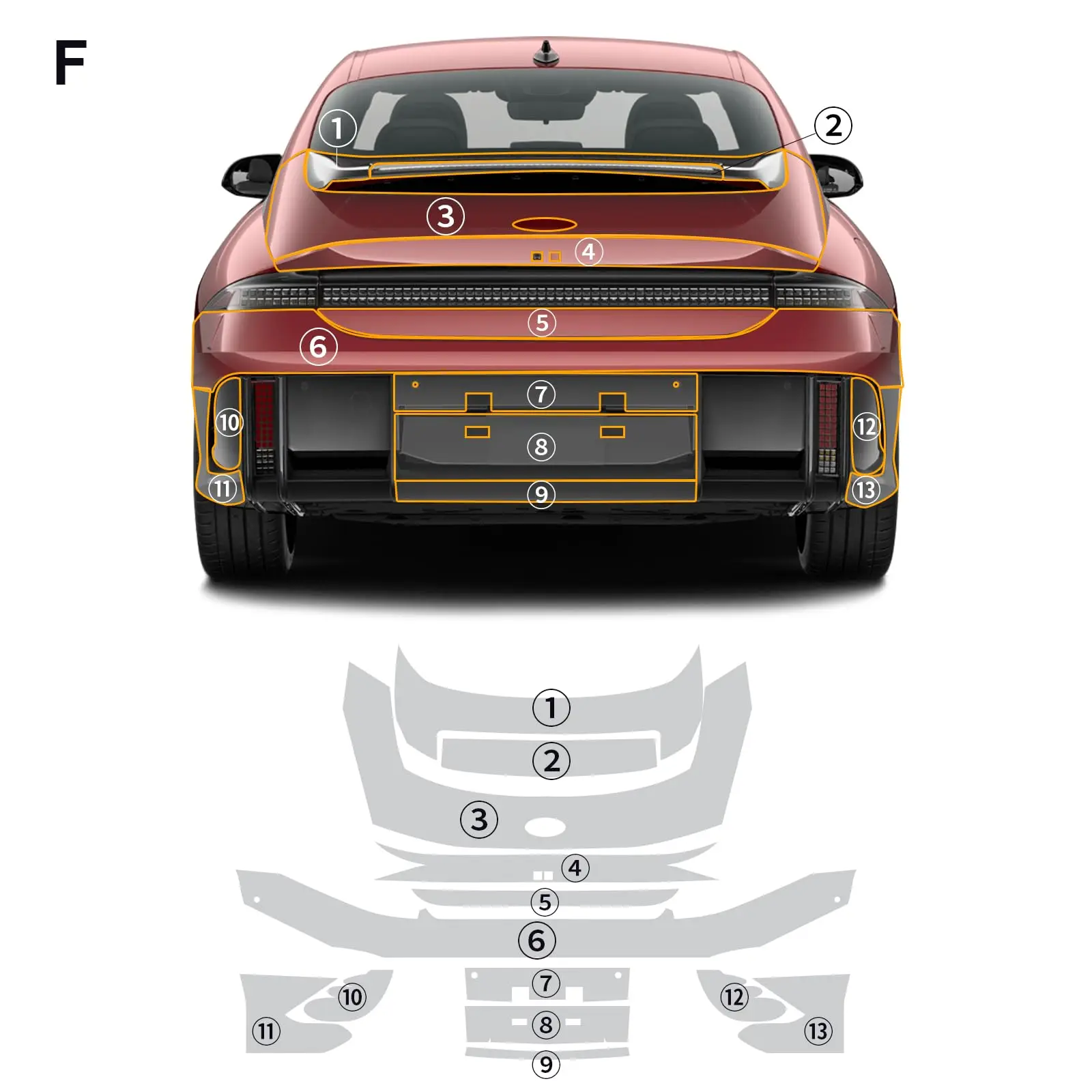 

For Hyundai lONIQ 6 2023 2024 TPU Bumper Pre-cut PPF Matte Clear Paint Protective Film Custom Anti Scratch Self Healing Shield