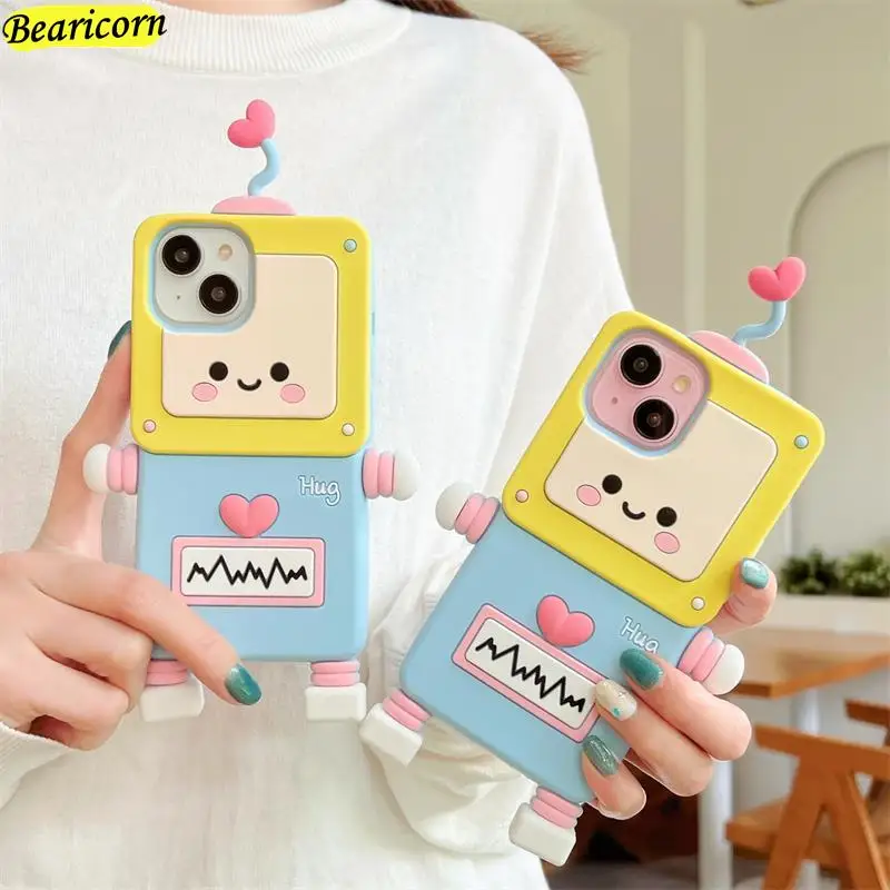 

3D Cartoon Robot Silicone Soft Phone Case For Huawei Nova 11 10 9 8 Pro P60 P50 P40 Mate 60 50 40 30 Pro Shockproof Cover Fundas