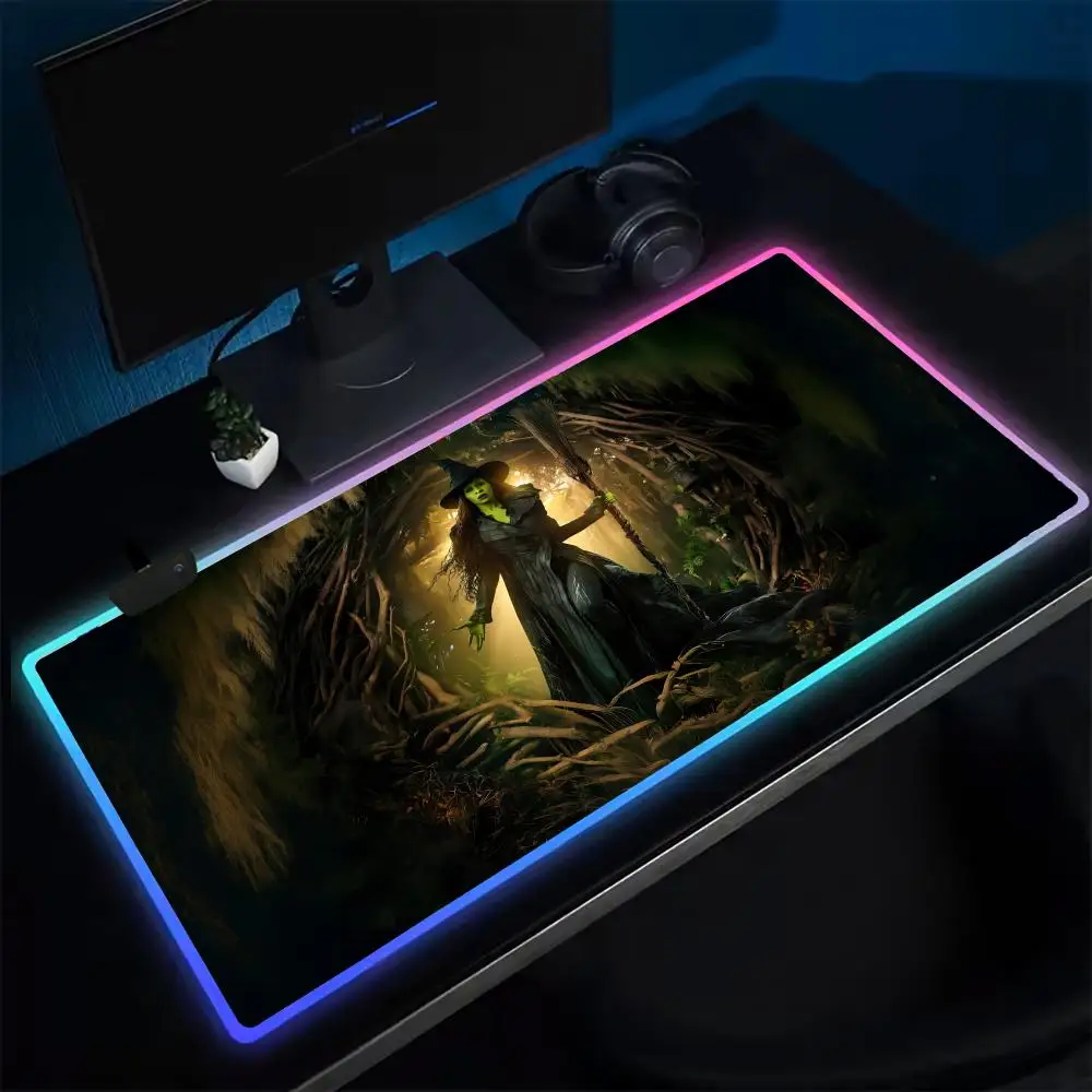 Wicked For Good Mouse Pad Anime Gaming Mouse Pad LED Table Pads Backlit Rubber Desktop XXL RGB Desk Mats