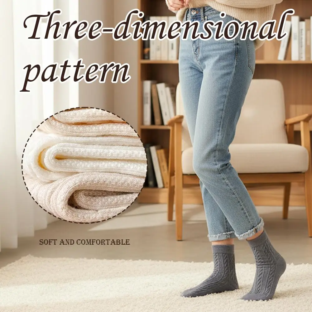 Женские осенние носки средней длины, модные высокие длинные носки с косой, однотонные носки с высоким ворсом, новые