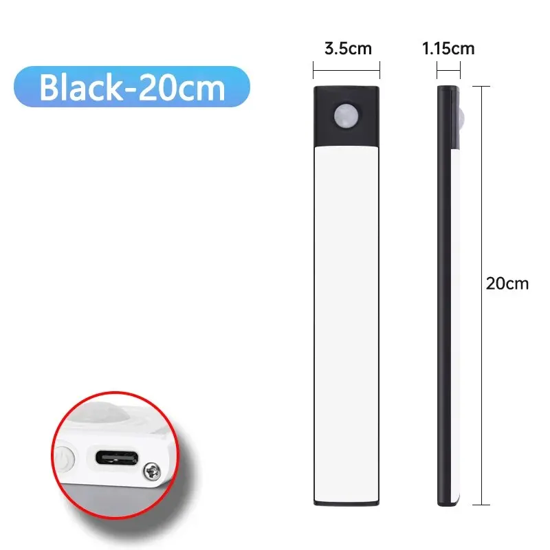 LED-Schrank leuchte USB Typ C wiederauf ladbare Bewegungs sensor LED-Lampe für Küchen schrank Schrank beleuchtung 20cm/30cm/40cm/50cm/60cm