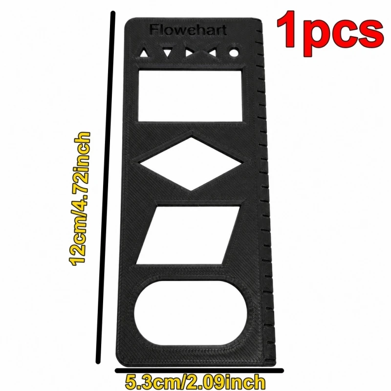 Flow Chart Stencil Template Measuring Ruler Drafting Drawing Tool Plastic Office Supplies